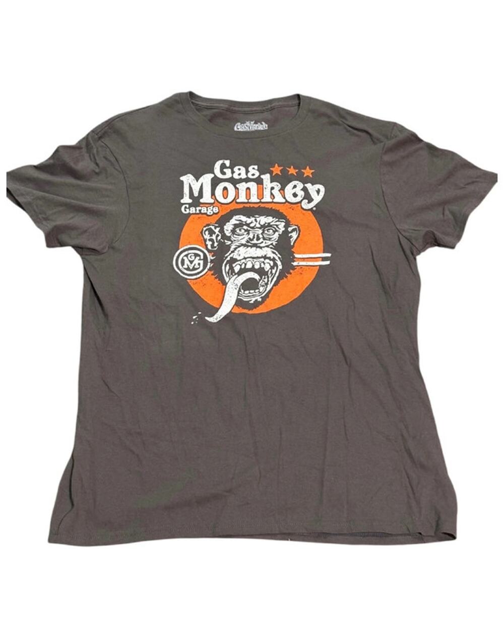 Gas Monkey Garage Logo Mens Gray Graphic Tee Shirt Monkey Face Large L NWOT